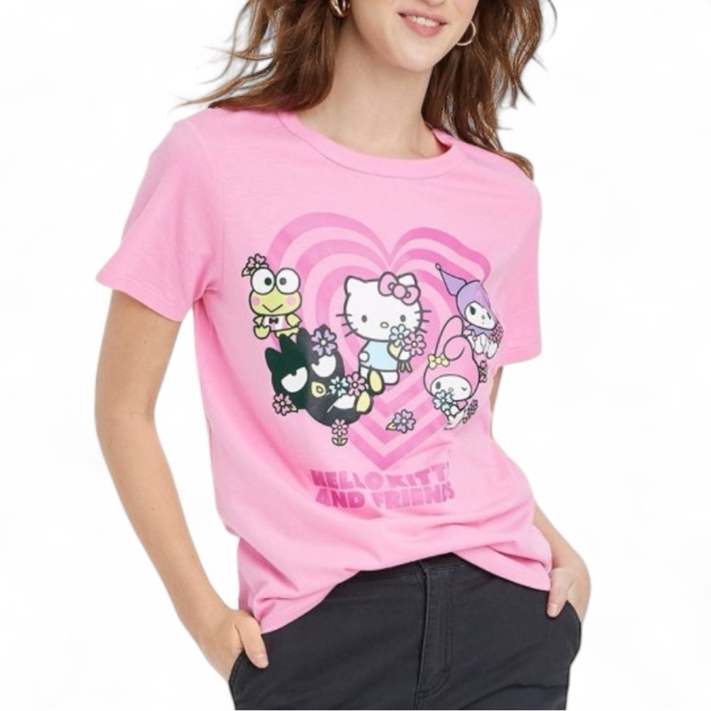 Hello Kitty And Friends Pink Graphic Short Sleeve Tee S